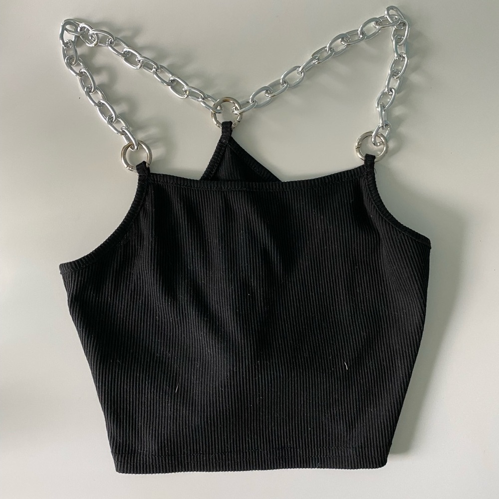 Black tank top with chains